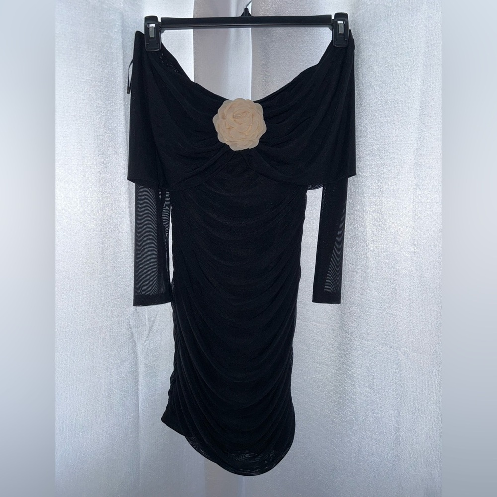 Elegant Black Dress with Cream Accent